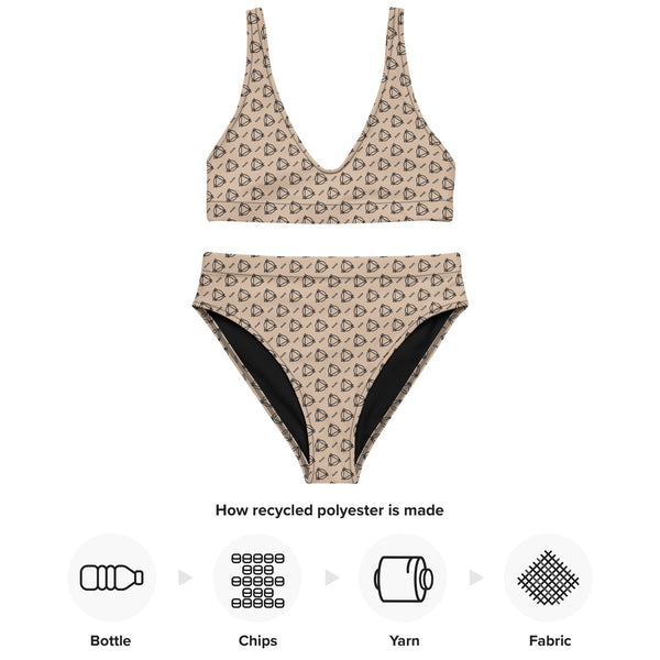 Boujee print sand high-waisted bikini