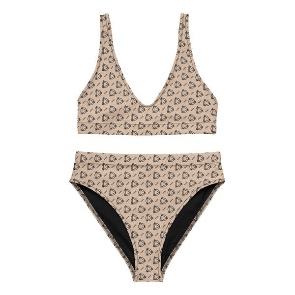 Boujee print sand high-waisted bikini