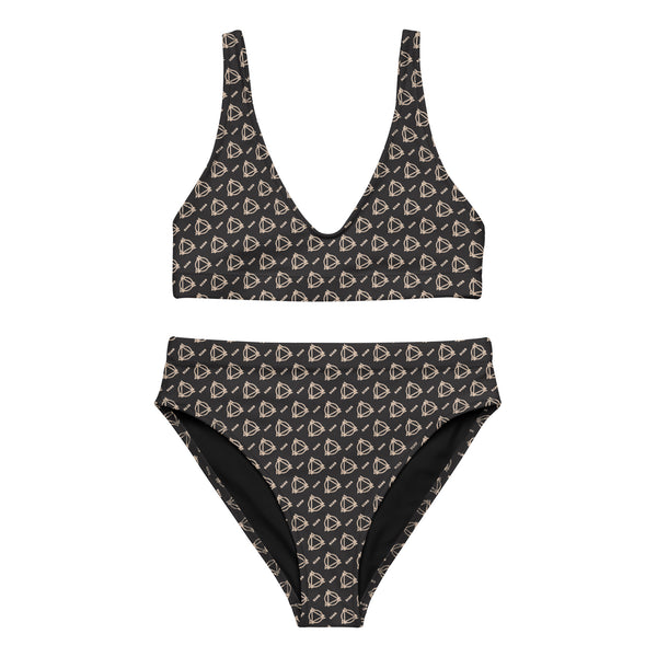 Boujee print black high-waisted bikini