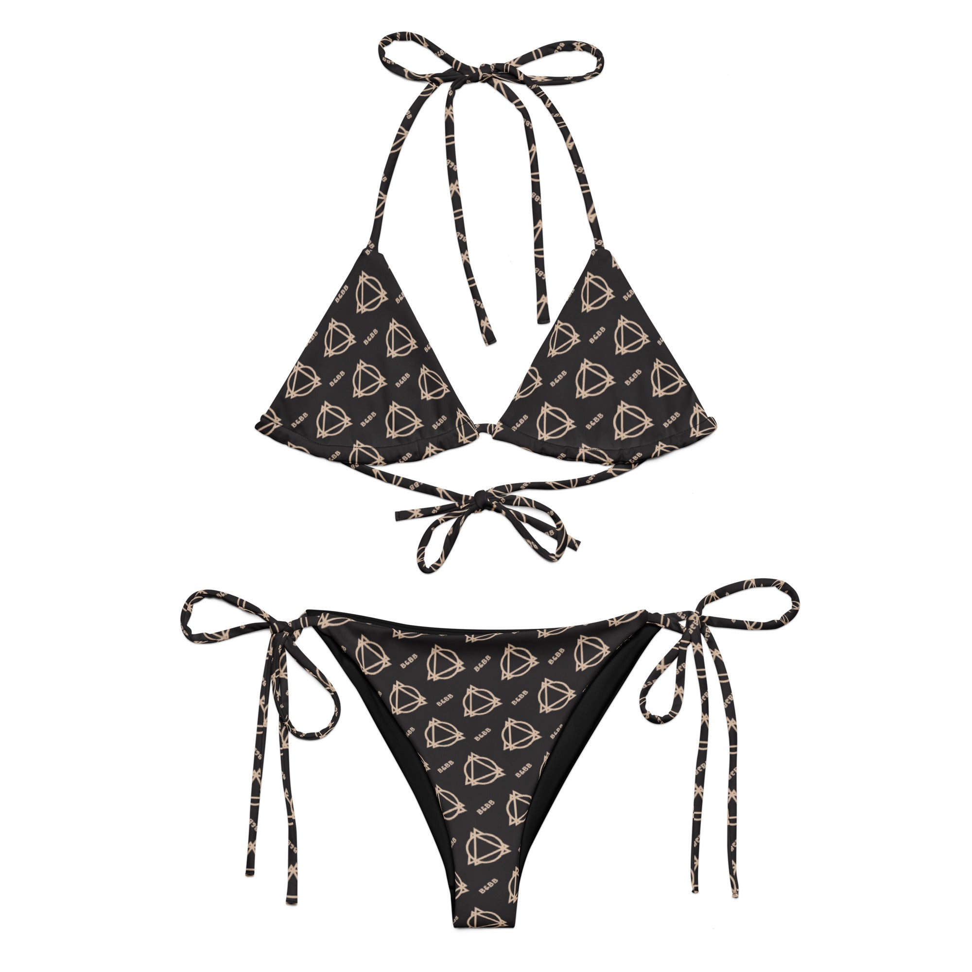 Boujee print black string bikini
